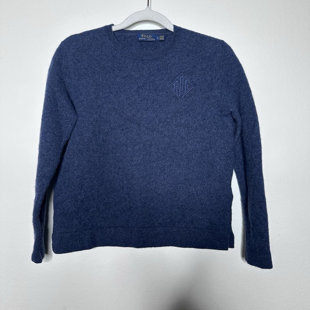 Polo Ralph Lauren Wool Cashmere Blue‎ Top Knit Sweater Women US Size S Preppy